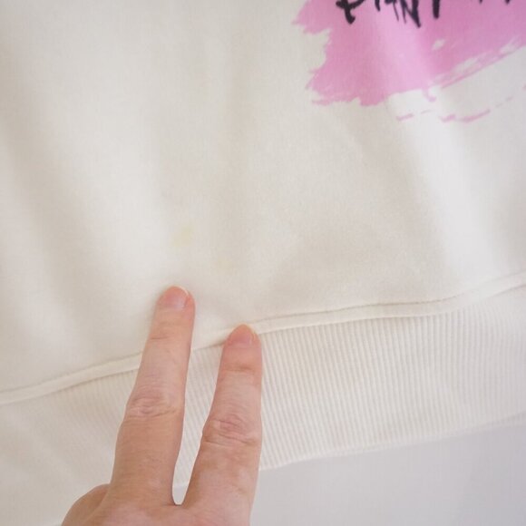 Zara Pink Panther Collab White Pink Paint Splatter Crewneck Sweater S - Picture 10 of 12
